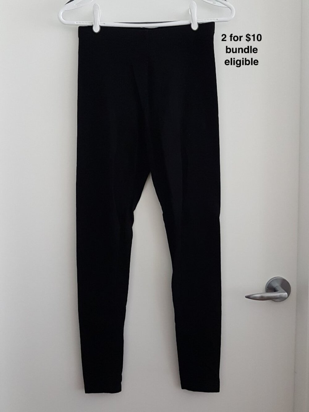 Forever 21 Black Knit Leggings Full Length Pull On Waist Size M